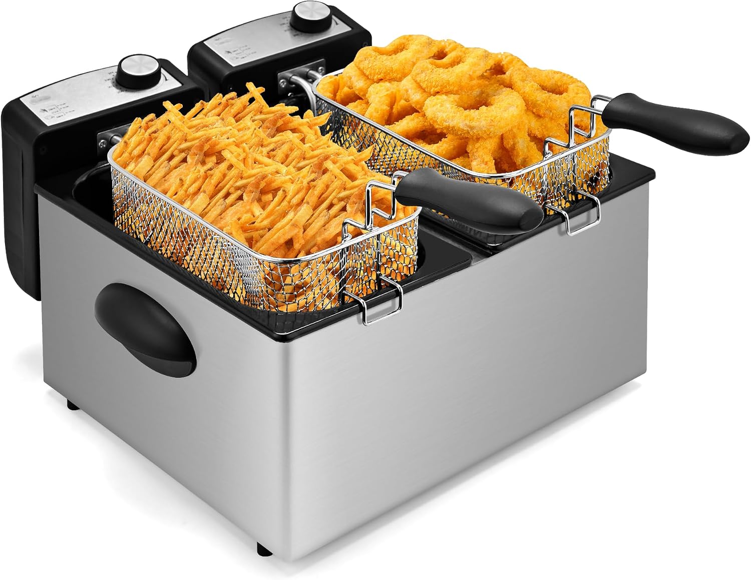 Deep Fryer Stainless - Friteuse électrique à 2 paniers, 5,4
